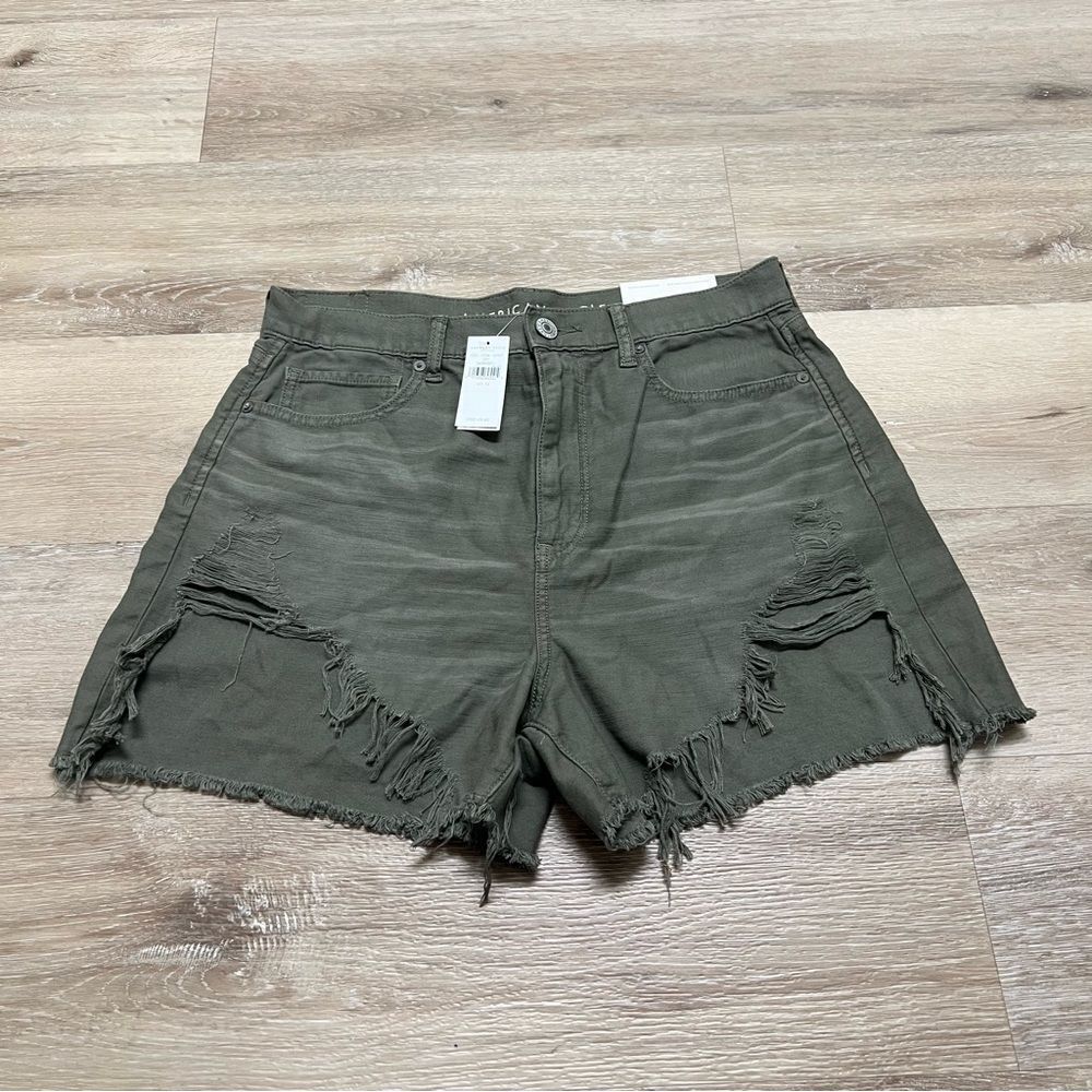 Olive Distressed Women Shorts